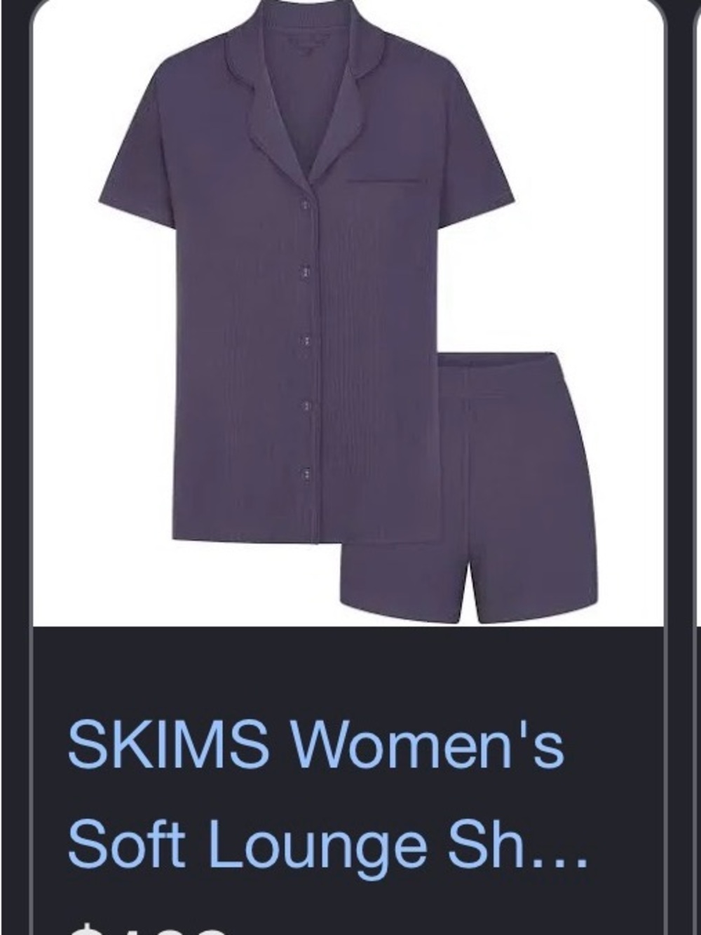 SKIMS Short-Sleeve Button Pajama Shorts Set in Navy Blue